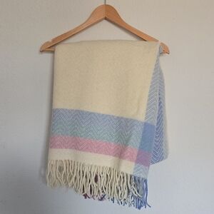 Vintage Alafoss Comfort 100% Pure Virgin Wool Multicolor Chevron Throw Blanket